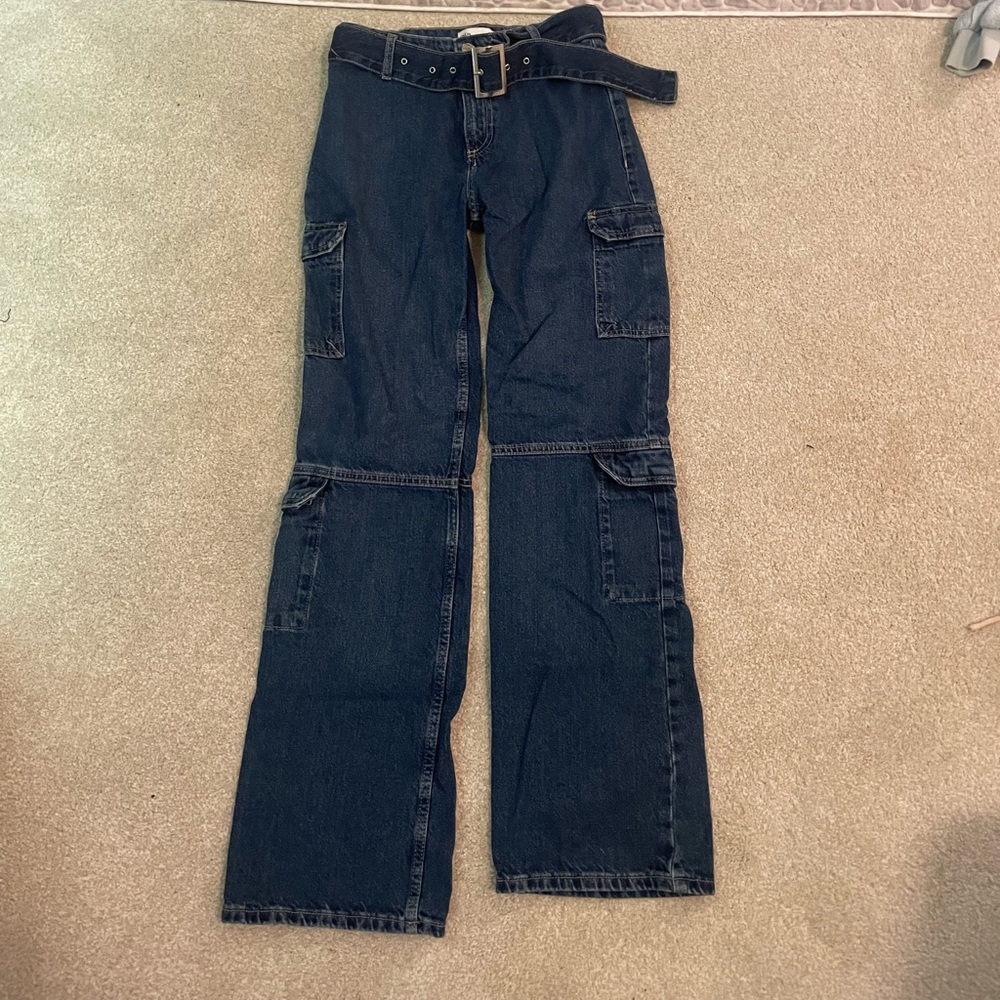 Zara cargo jeans dark wash